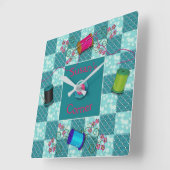 KIJKSLOT - PERSONALISEREN MET NAAM in Roze Vierkante Klok (Hoek)