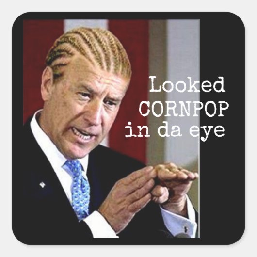 Kijkt Cornpop in een oog Vierkante Sticker (Voorkant)