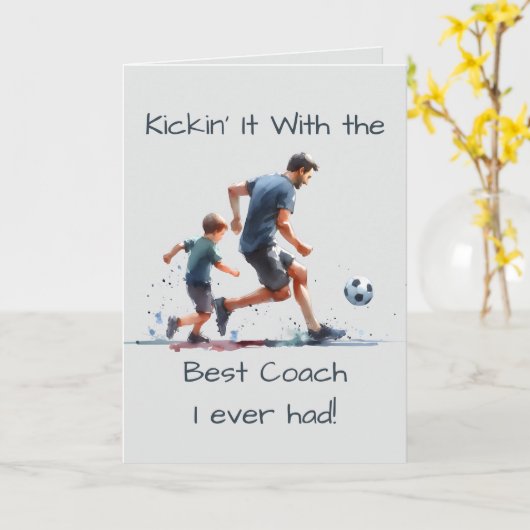 Kikckin' it met de Beste coach Happy Vaderdag Kaart (Gele Bloem)