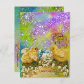 KIKENS, SNOWDROPS EN EENVOUDIGERE EGG MET BLAUW FEESTDAGENKAART (Voorkant / Achterkant)