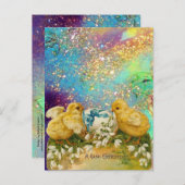 KIKENS, SNOWDROPS EN EENVOUDIGERE EGG MET BLAUW FEESTDAGENKAART (Voorkant / Achterkant)