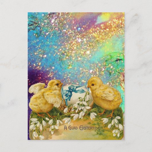 KIKENS, SNOWDROPS EN EENVOUDIGERE EGG MET BLAUW FEESTDAGENKAART (Voorkant)