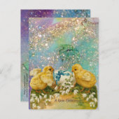 KIKENS, SNOWDROPS EN EENVOUDIGERE EGG MET BLAUW FEESTDAGENKAART (Voorkant / Achterkant)