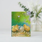 KIKENS, SNOWDROPS EN EENVOUDIGERE EGG MET BLAUW FEESTDAGENKAART (Staand voorkant)