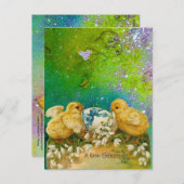 KIKENS, SNOWDROPS EN EENVOUDIGERE EGG MET BLAUW FEESTDAGENKAART (Voorkant / Achterkant)