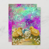 KIKENS, SNOWDROPS EN EENVOUDIGERE EGG MET BLAUW FEESTDAGENKAART (Voorkant / Achterkant)