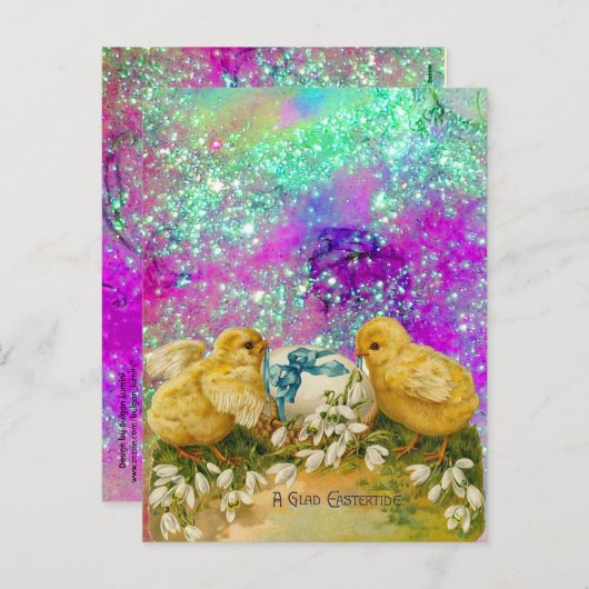 KIKENS, SNOWDROPS EN EENVOUDIGERE EGG MET BLAUW FEESTDAGENKAART (Voorkant / Achterkant)