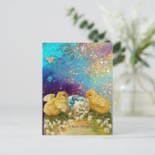 KIKENS, SNOWDROPS EN EENVOUDIGERE EGG MET BLAUW FEESTDAGENKAART (Staand voorkant)