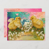 KIKENS, SNOWDROPS EN EENVOUDIGERE EGG MET BLAUW FEESTDAGENKAART (Voorkant / Achterkant)