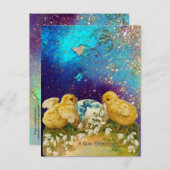 KIKENS, SNOWDROPS EN EENVOUDIGERE EGG MET BLAUW FEESTDAGENKAART (Voorkant / Achterkant)