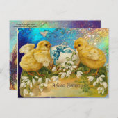 KIKENS, SNOWDROPS EN EENVOUDIGERE EGG MET BLAUW FEESTDAGENKAART (Voorkant / Achterkant)