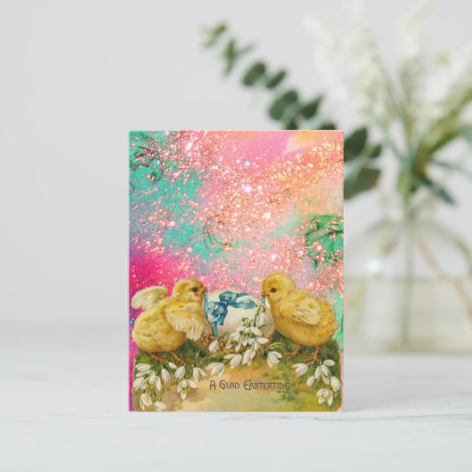 KIKENS, SNOWDROPS EN EENVOUDIGERE EGG MET BLAUW FEESTDAGENKAART (Staand voorkant)