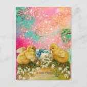 KIKENS, SNOWDROPS EN EENVOUDIGERE EGG MET BLAUW FEESTDAGENKAART (Voorkant)