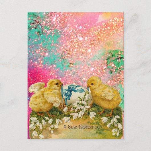 KIKENS, SNOWDROPS EN EENVOUDIGERE EGG MET BLAUW FEESTDAGENKAART (Voorkant)