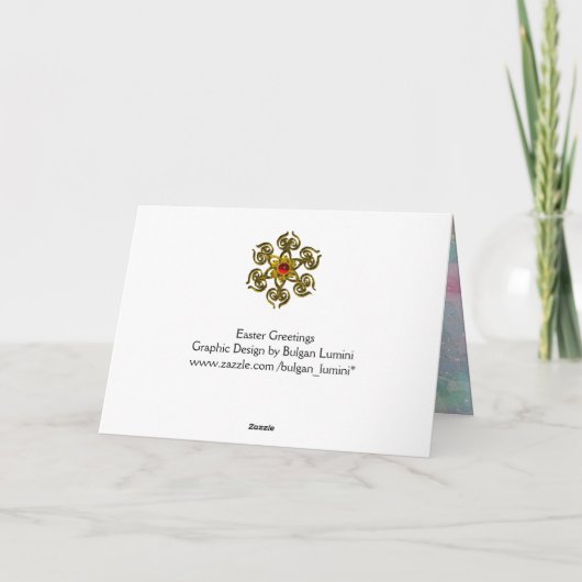 KIKENS, STROMEN, EENVOUDIGERE EGG IN GOUDE BLAUWE  FEESTDAGEN KAART (Achterkant)