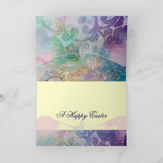 KIKENS, STROMEN, EENVOUDIGERE EGG IN GOUDE BLAUWE  FEESTDAGEN KAART (Binnen)