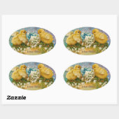 KIKENS, STROMEN, EENVOUDIGERE EGG IN GOUDE BLAUWE  OVALE STICKER (Vel)