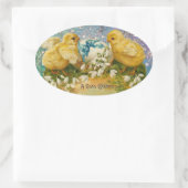 KIKENS, STROMEN, EENVOUDIGERE EGG IN GOUDE BLAUWE  OVALE STICKER (Tas)