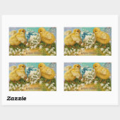 KIKENS, STROMEN, EENVOUDIGERE EGG IN GOUDE BLAUWE RECHTHOEKIGE STICKER (Vel)