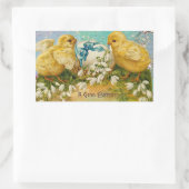 KIKENS, STROMEN, EENVOUDIGERE EGG IN GOUDE BLAUWE RECHTHOEKIGE STICKER (Tas)