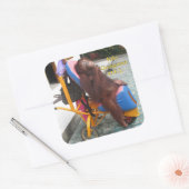 KiKi Orangutan in haar rolstoel Vierkante Sticker (Envelop)