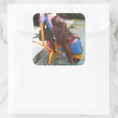 KiKi Orangutan in haar rolstoel Vierkante Sticker (Tas)