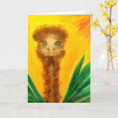 Kiki - Wenskaart van struisvogels Kaart (Gele Bloem)