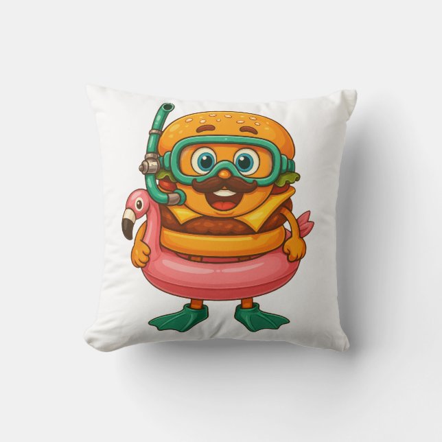 KikiBurger – Flamingo Snorkel Editie Kussen (Voorkant)