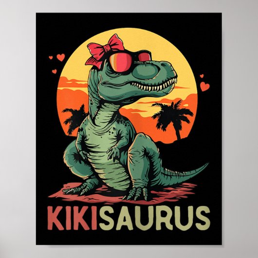 Kikisaurus Dino Dinosaur Kiki-saurus T-rex Moeder' Poster (Voorkant)