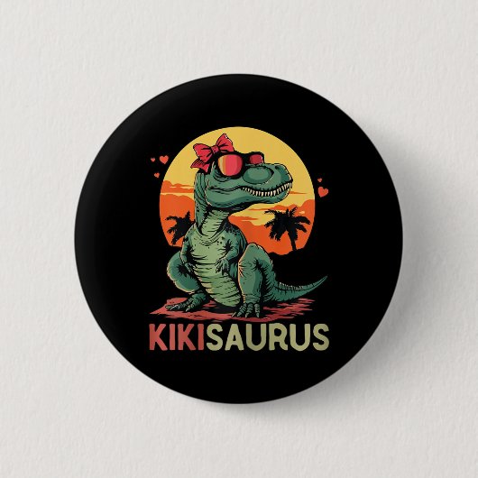 Kikisaurus Dino Dinosaur Kiki-saurus T-rex Mother' Ronde Button 5,7 Cm (Voorkant)