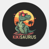 Kikisaurus Dino Dinosaur Kiki-saurus T-rex Mother' Ronde Sticker (Voorkant)