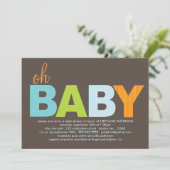 Kikkegelaar Oh Baby Boy Modern Baby shower Kaart (Staand voorkant)