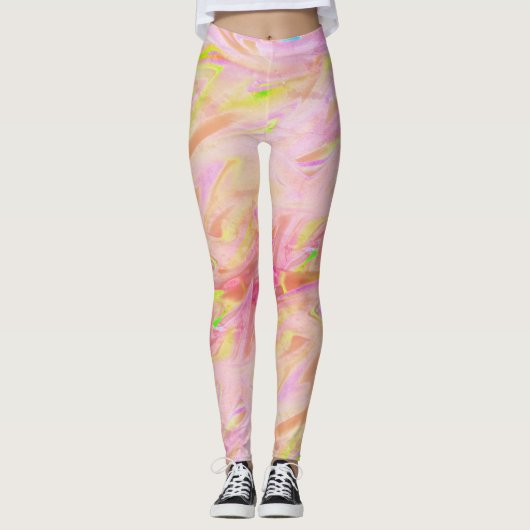 Kikkegelroze Leggings (Voorkant)