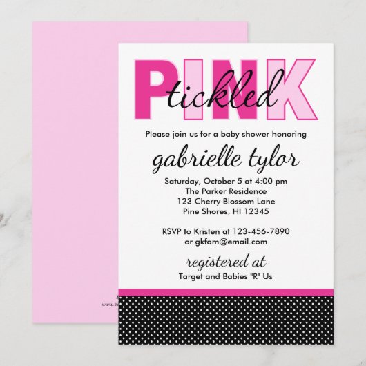 Kikkegelroze stip babyschoeisel kaart (Voorkant / Achterkant)