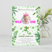 Kikker 1 verjaardag prinses baby kinder kaart (Staand voorkant)