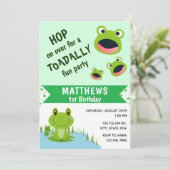 Kikker 1 verjaardag Toadally Baby Party 1 jaar Kaart (Staand voorkant)