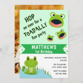 Kikker 1 verjaardag Toadally Baby Party 1 jaar Kaart (Voorkant / Achterkant)