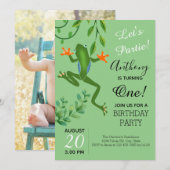 Kikker 1 verjaardagsfeest verandert één uitnodigin kaart (Voorkant / Achterkant)