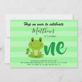 Kikker 1 verjaardagsfeestje strepen Uitnodiging