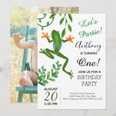 Kikker 1 verjaardagsfeestje wordt één kaart (Voorkant / Achterkant)