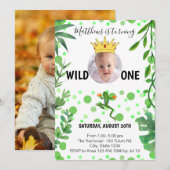 Kikker 1 verjaardagsprins baby kinder partij kaart (Voorkant / Achterkant)