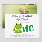 Kikker 1e verjaardag moderne kinder uitnodiging (Voorkant / Achterkant)