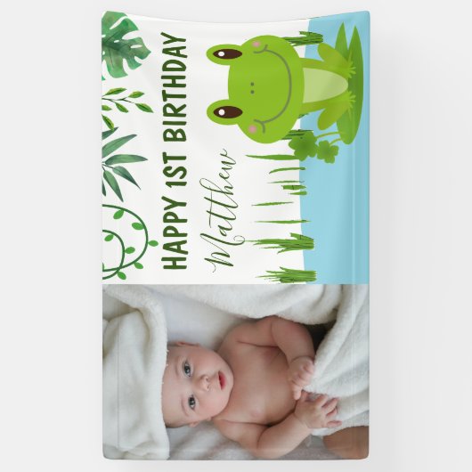 Kikker 1e verjaardag spandoek (Verticaal)