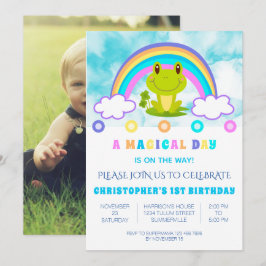 Kikker 1e verjaardag van Retro Rainbow Kaart