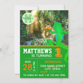 Kikker 1e verjaardag van tropische wilde dieren kaart