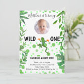 Kikker 1e verjaardagsfeestje groene, schattige mod kaart (Staand voorkant)