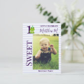 Kikker 1st Birthday partijuitnodiging Briefkaart (Staand voorkant)