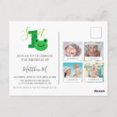 Kikker 1st Birthday partijuitnodiging Briefkaart (Achterkant)