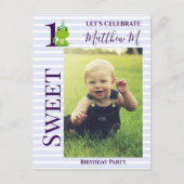 Kikker 1st Birthday partijuitnodiging Briefkaart (Voorkant)