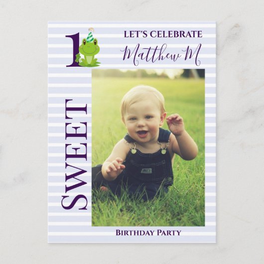 Kikker 1st Birthday partijuitnodiging Briefkaart (Voorkant)